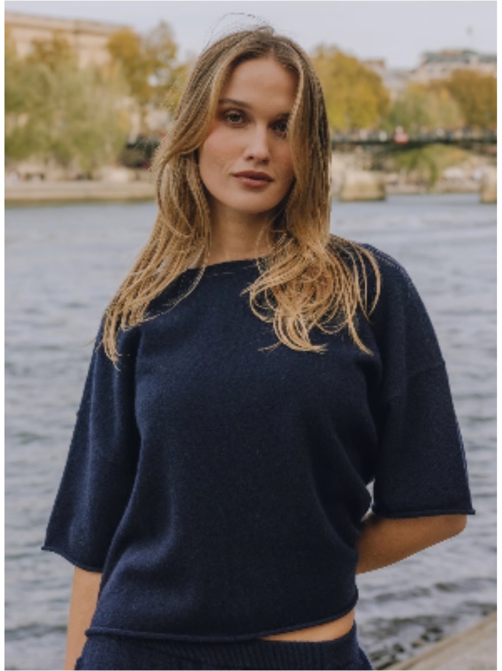 Daily Drills Navy Short-Sleeve Knit Sweater